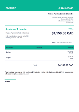 Facture Grand Tournoi Modèle PDF