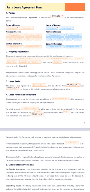 Farm Lease Agreement PDF Template