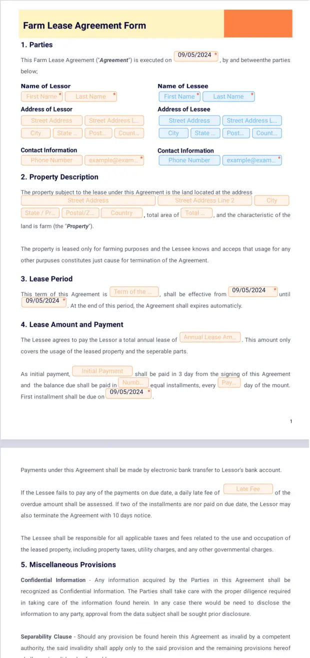 Farm Lease Agreement