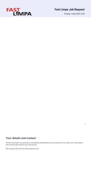 Fast Limpa Job Request PDF Template