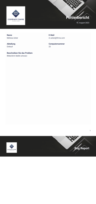 Fehlerbericht - PDF Templates