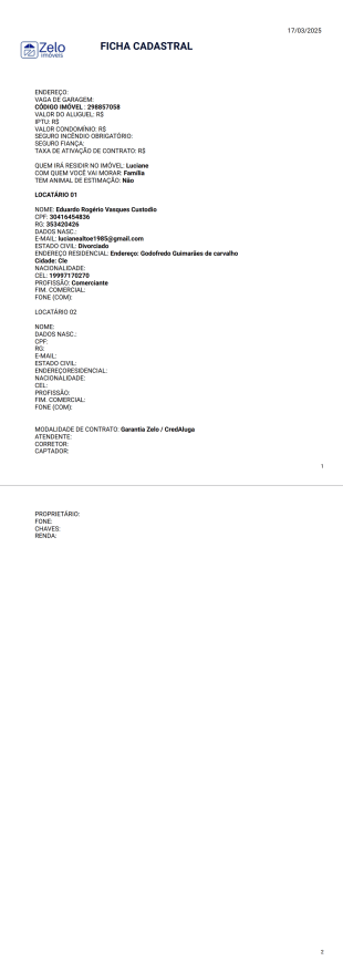 Ficha cadastral Comercial - PDF Templates