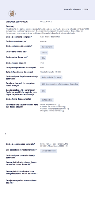Ficha cadastro - BOSQUE Modelo de PDF