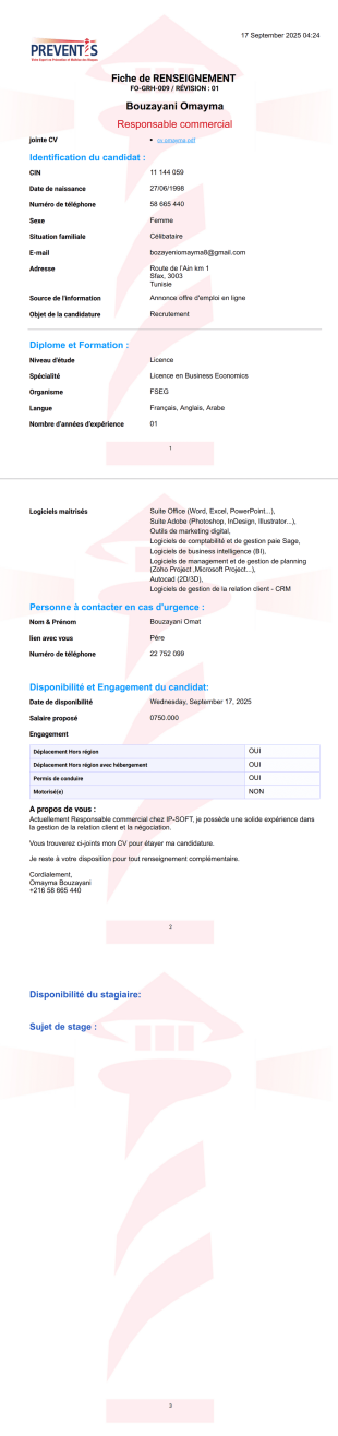 Fiche De Renseignement - PDF Templates