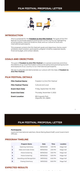Film Festival Proposal Letter PDF Template