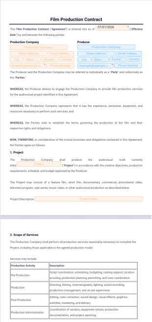 Film Production Contract Template - PDF Templates