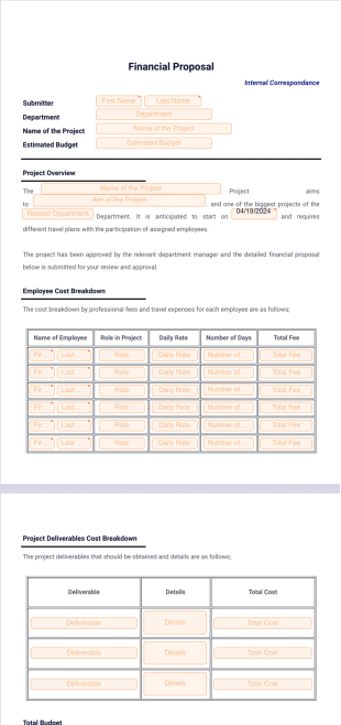 Financial Proposal Template - Sign Templates