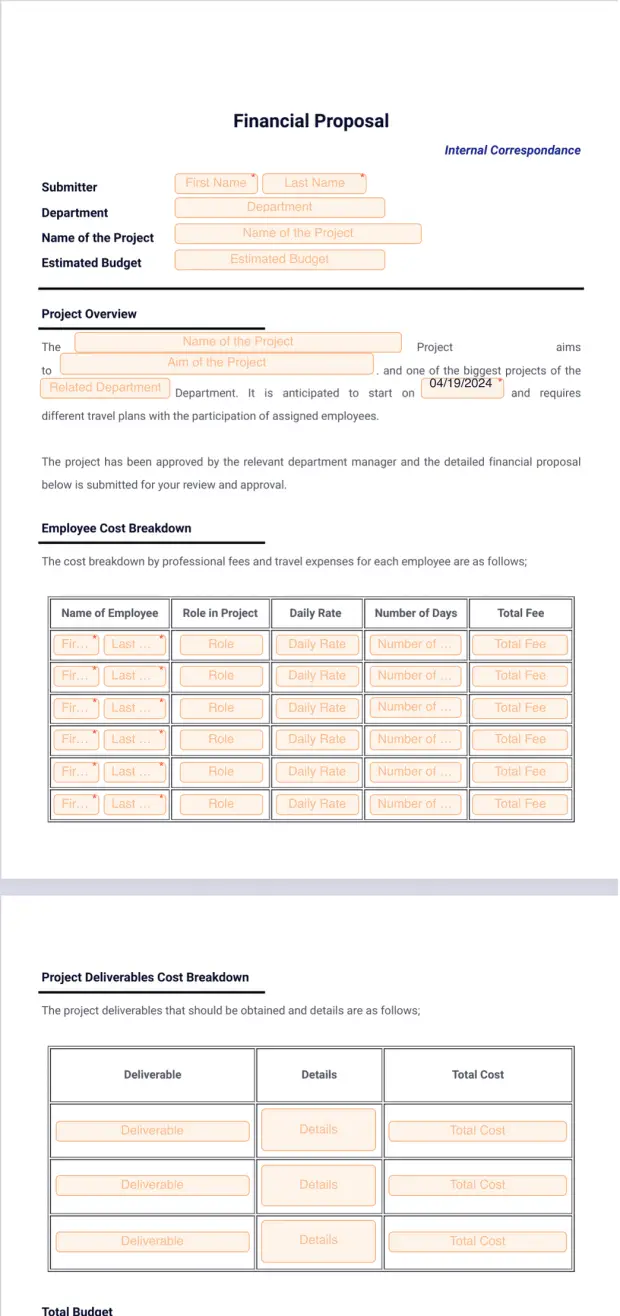 Financial Proposal Template - PDF Templates | Jotform