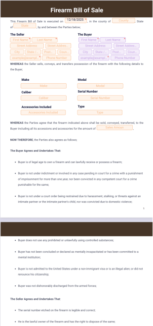 Firearm Bill of Sale - PDF Templates