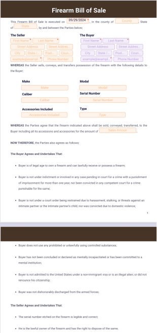 Firearm Bill of Sale - Sign Templates