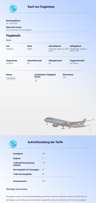 Flugticket Vorlage - PDF-Vorlagen