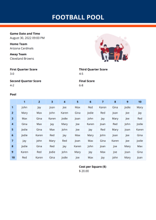 Football Pool Template - PDF Templates