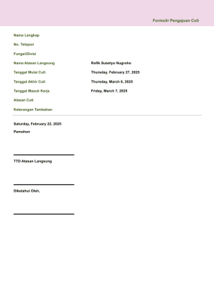 Form Pengajuan Cuti - PDF Templates