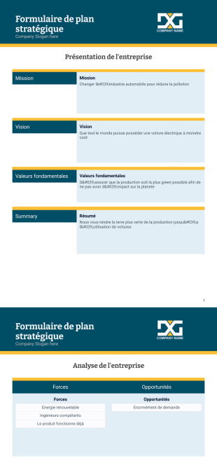 Formulaire de plan stratégique - PDF Templates