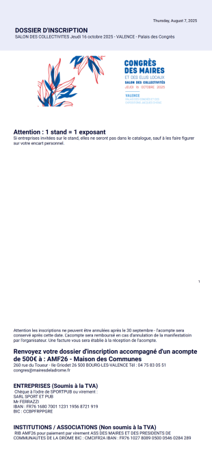 Formulaire inscription - PDF Templates