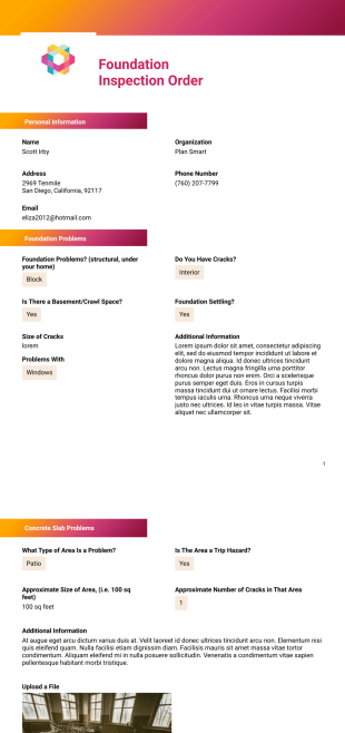 Foundation Inspection Order - PDF Templates