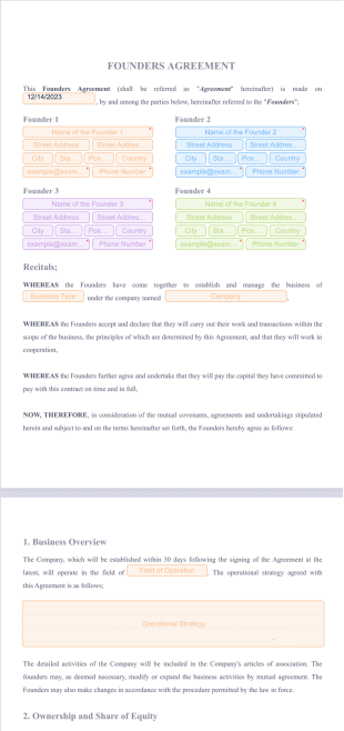 Founders Agreement Template - PDF Templates