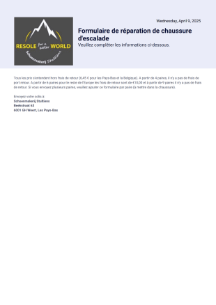 FR - Klimschoenreparatieformulier Stultiens - PDF Templates