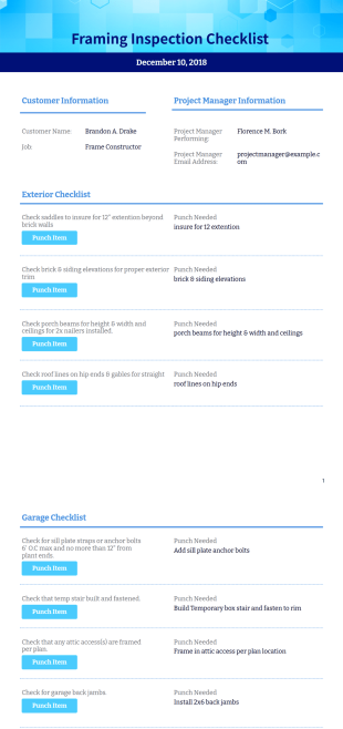 Framing Inspection Checklist PDF Template