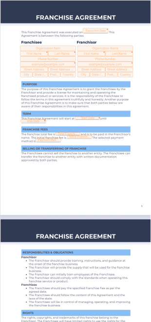 Franchise Agreement Template - PDF Templates