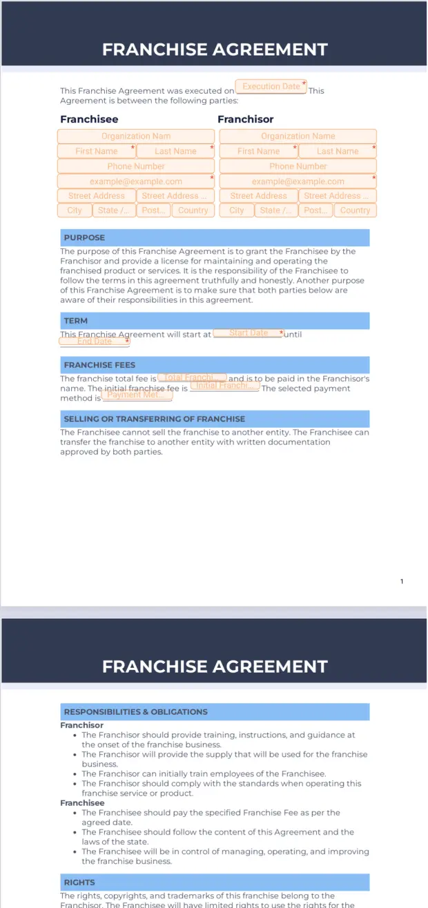 Franchise Agreement Template
