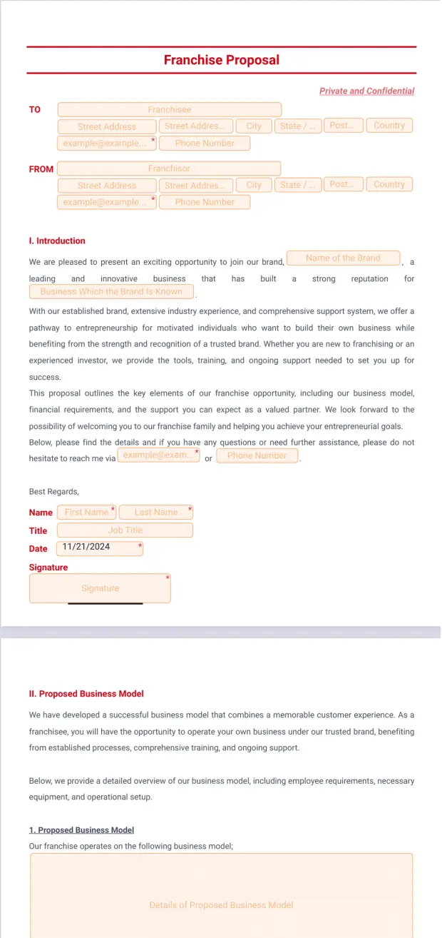 Franchise Proposal Template