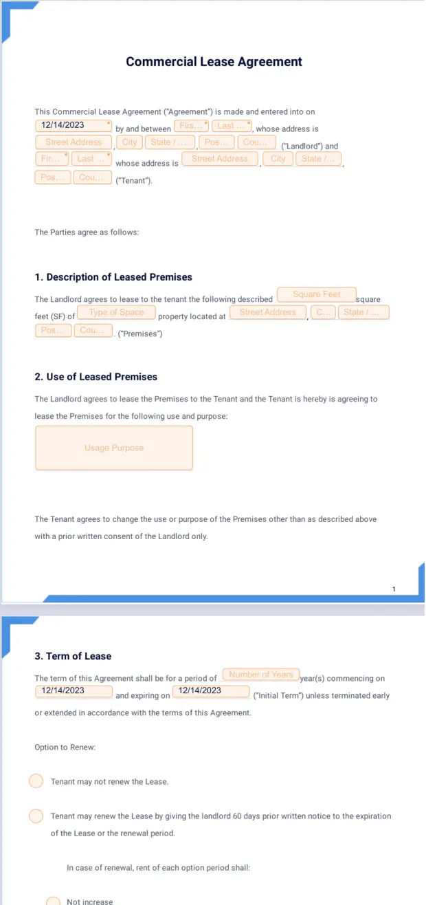 Free Commercial Lease Agreement Template