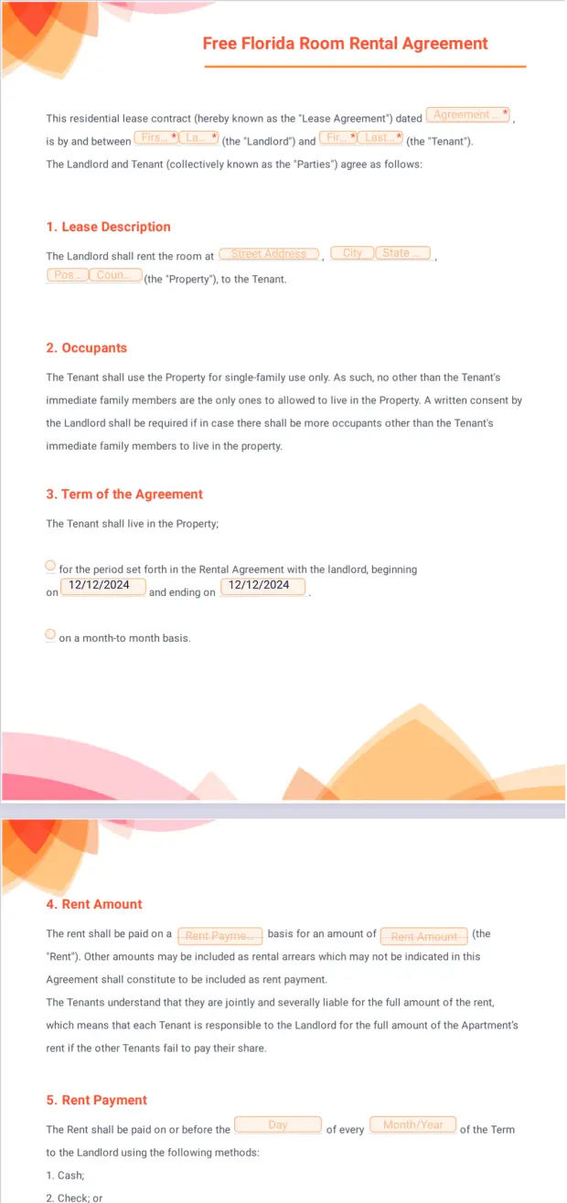 Free Florida Room Rental Agreement Template - PDF Templates | Jotform free-florida-room-rental-agreement-template-pdf-templates-jotform