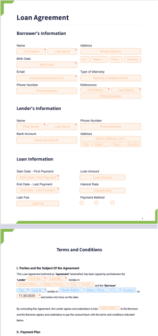 Free Loan Agreement Template - PDF Templates