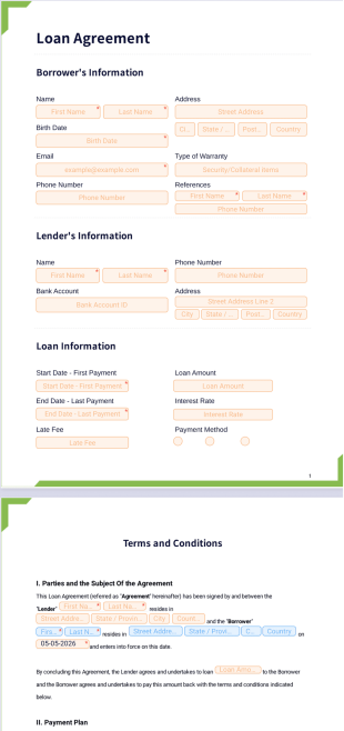 Free Loan Agreement Template - PDF Templates
