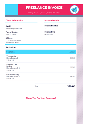Freelance Invoice Template - PDF Templates