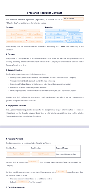 Freelance Recruiter Contract Template - PDF Templates
