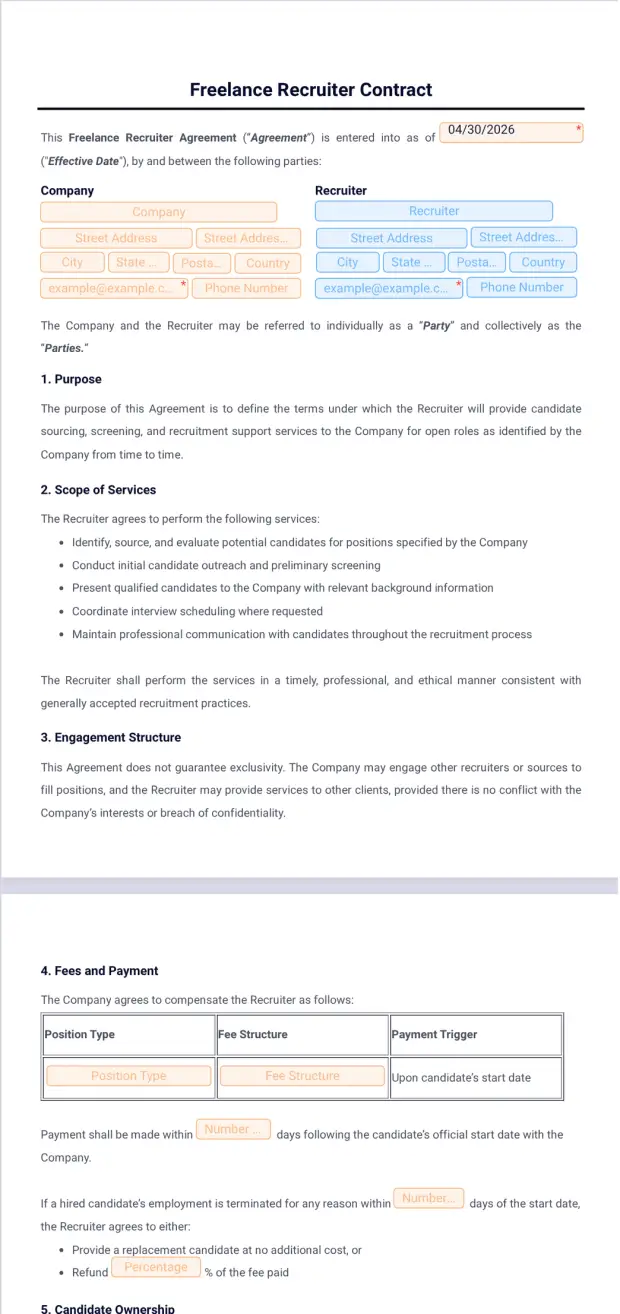 Freelance Recruiter Contract Template