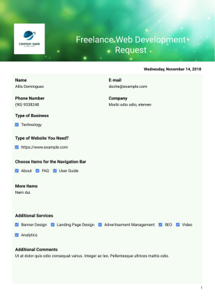 Freelance Web Development Request - PDF Templates