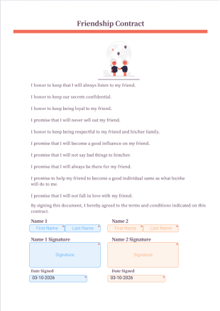 Friendship Contract PDF Template