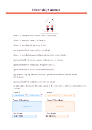 Friendship Contract PDF Template