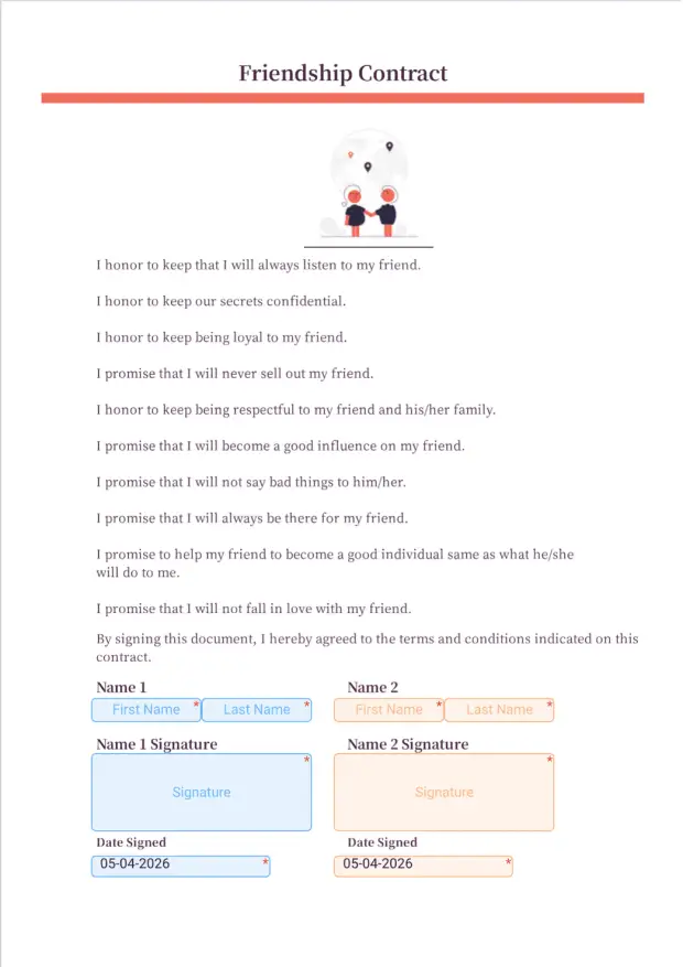 Friendship Contract PDF Templates Jotform