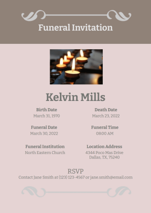 Funeral Invitation Template - PDF Templates