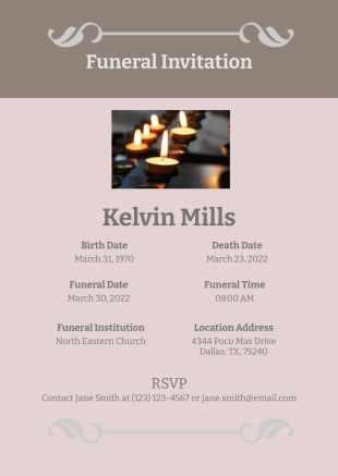 Funeral Invitation Template - PDF Templates