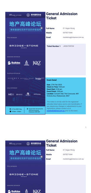 GA Ticket Page PDF Template