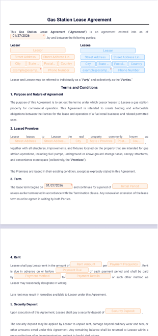 Gas Station Lease Agreement PDF Template