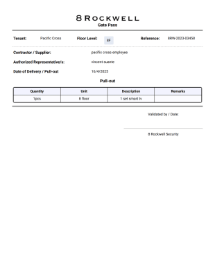 Gate Pass 8rock PDF Template
