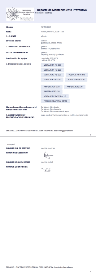 Generador de mantenimiento - PDF Templates