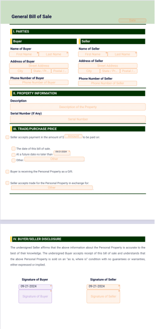 General Bill of Sale Template - PDF Templates