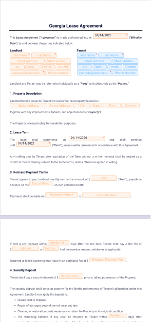 Georgia Lease Agreement Template - PDF Templates