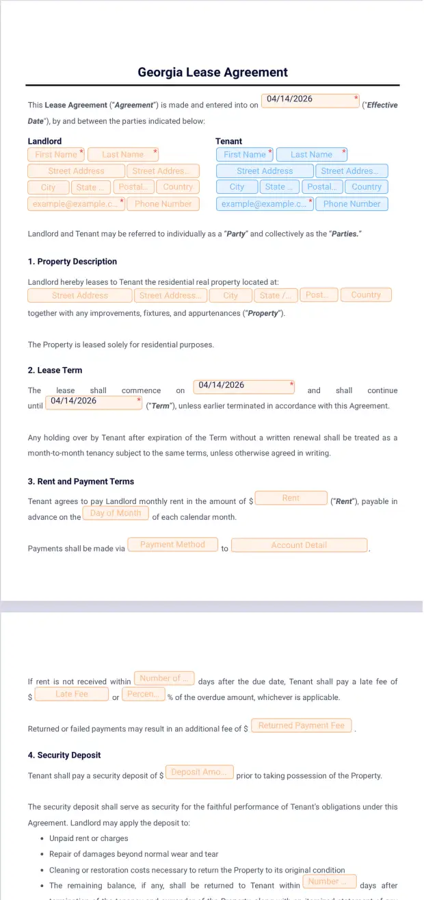 Georgia Lease Agreement Template