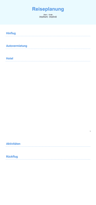 Geschäftsreiseplan Vorlage - PDF-Vorlagen