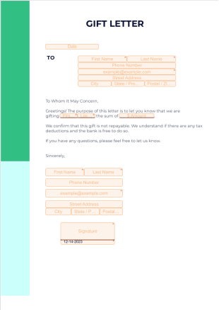 Gift Letter PDF Template