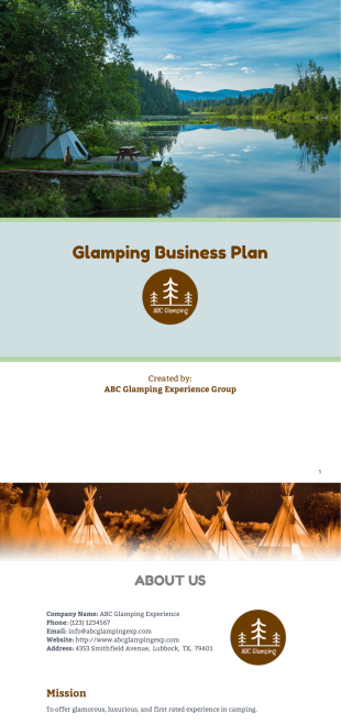 Glamping Business Plan Template - PDF Templates