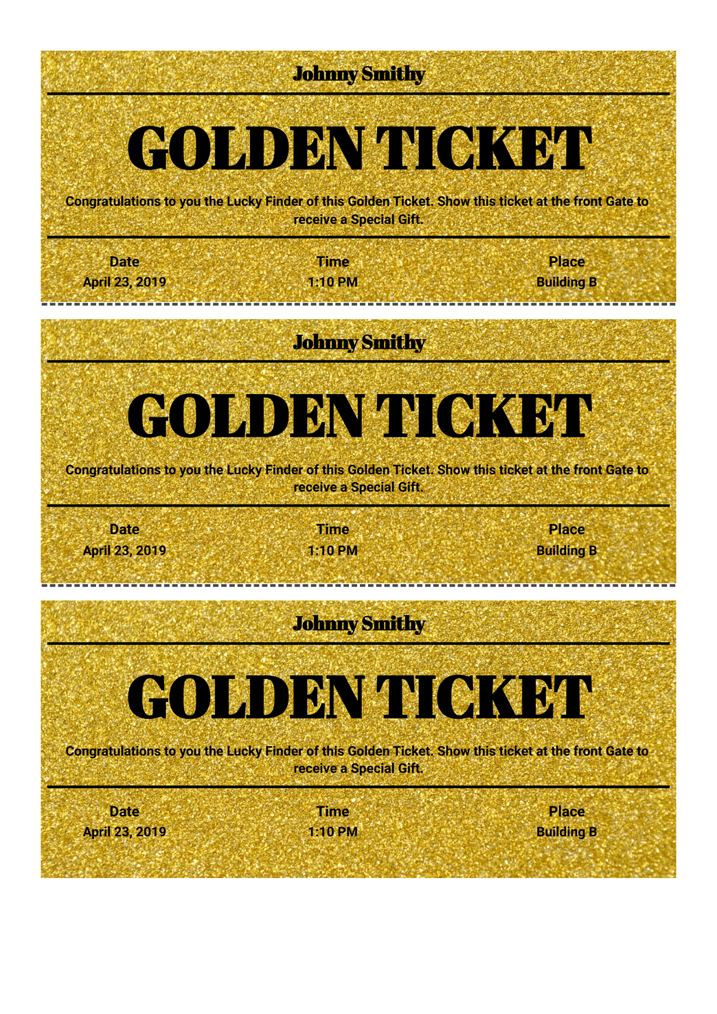 Golden Ticket Template - PDF Templates | Jotform